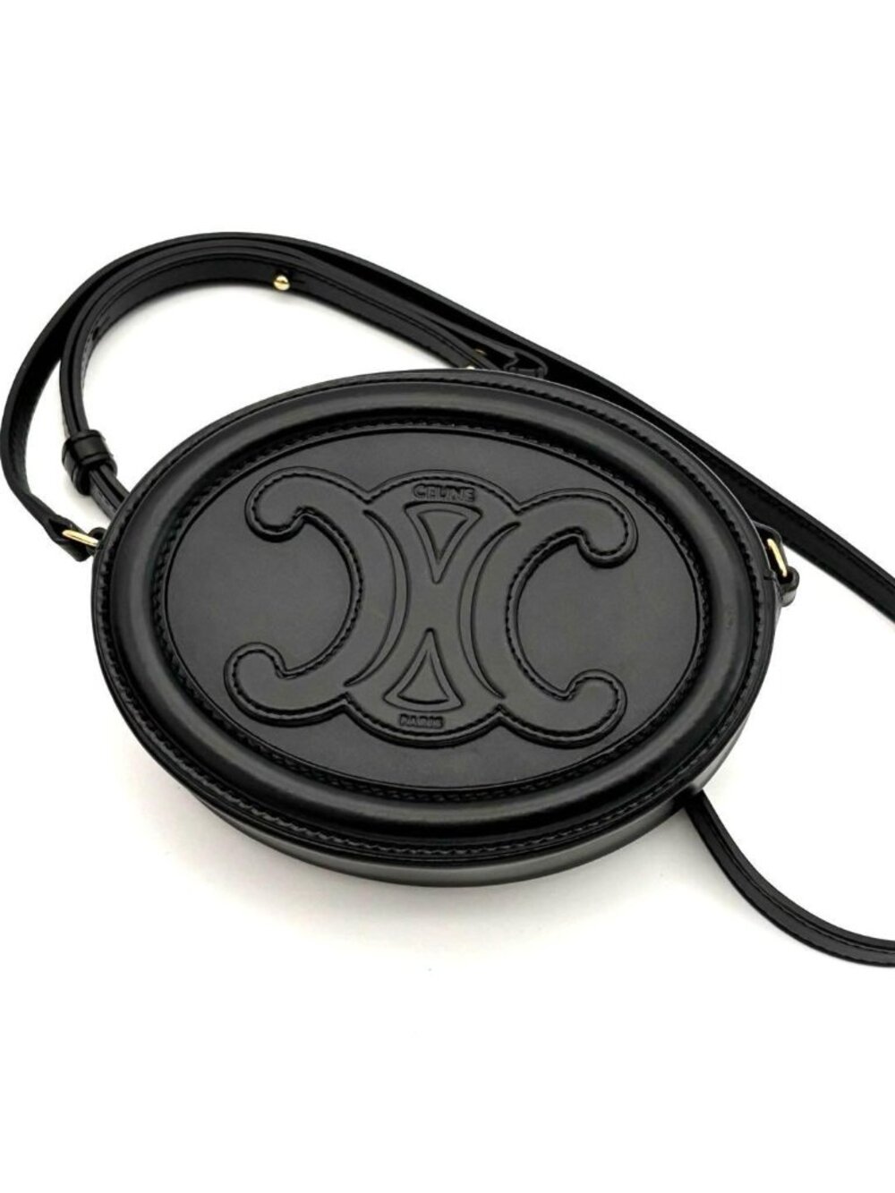 Celine Shoulder Bag Black Oval Perth Cuir
